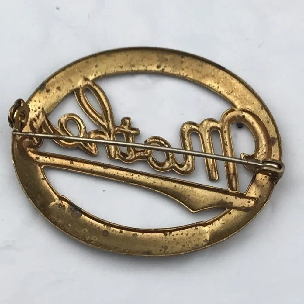 Mother Pin Brooch Gold Tone Vintage Script Cursive